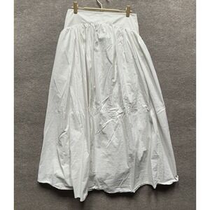 Parker Maxi Poplin Skirt Women 8 White Beige Pinstripe Lined Zip Back EUC